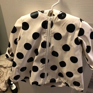 Black and white raincoat